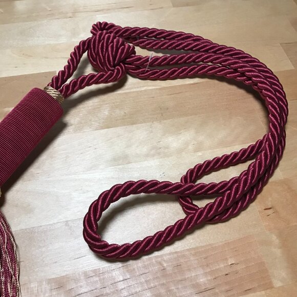 Vintage Rodeo Home Aurbergine Gold Curtain Braided Rope Tassel Drape Tieback 29" - Picture 6 of 7